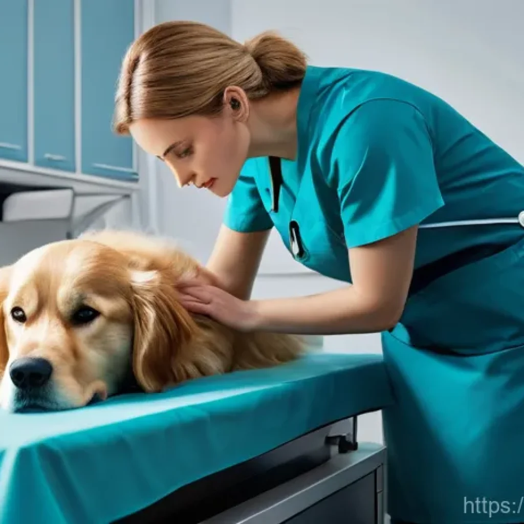 동물병원 내 수의사 역할 구분 - **Prompt:** "A highly skilled female veterinary ophthalmologist, wearing professional scrubs, is met...