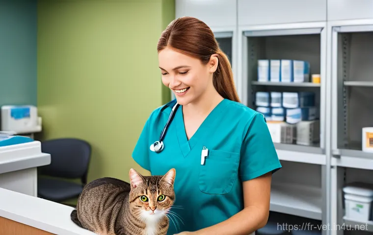 동물병원 내 수의사 역할 구분 - **Prompt:** "A highly skilled female veterinary ophthalmologist, wearing professional scrubs, is met... 동물병원 내 수의사 역할 구분 - **Prompt:** "A highly skilled female veterinary ophthalmologist, wearing professional scrubs, is met...